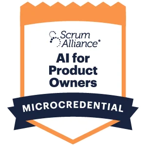 Scrum Alliance AI for Product Owners microcredential badge